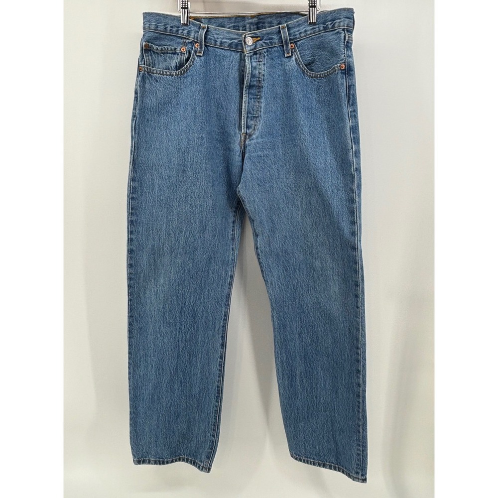 Levi's 501 Button Fly Jeans Men 36x32 Straight Leg Medium Wash